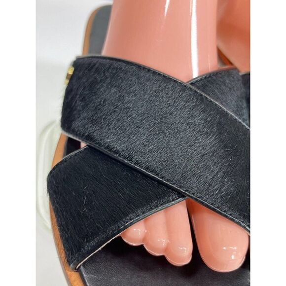 Louise et Cie Adalla Sandals Black Cow Hair Fur Size 9 B Slip On Rubber Soles - Picture 13 of 14